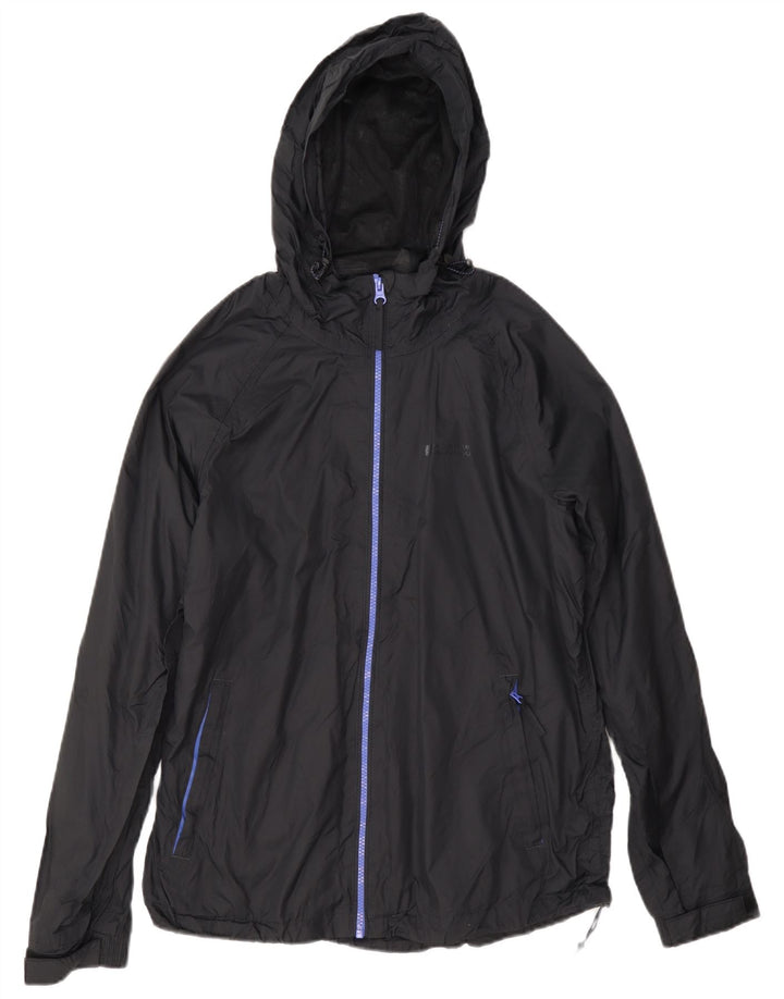 Damska kurtka przeciwdeszczowa z kapturem Mountain Warehouse UK 12, średni czarny nylon