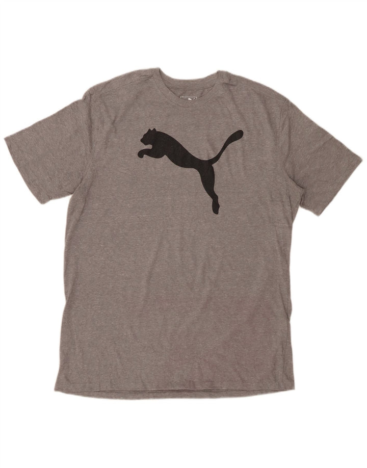 Męski T-shirt z grafiką PUMA, duży, szary, nakrapiany