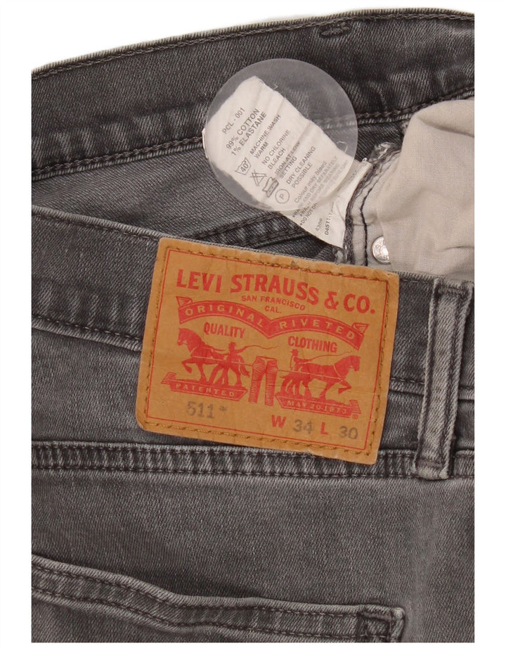 Męskie jeansy Levi's 511 Slim W34 L30 Szara bawełna
