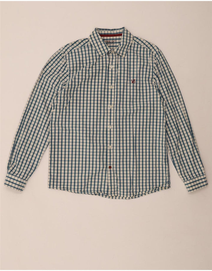 Koszula męska White Stuff o klasycznym kroju, bawełniana w średnią niebieską kratkę