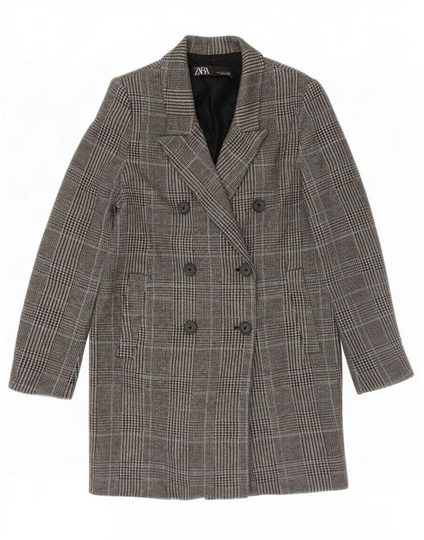 Damski płaszcz o luźnym kroju z podwójnymi piersiami Zara UK 10 Small Grey Houndstooth