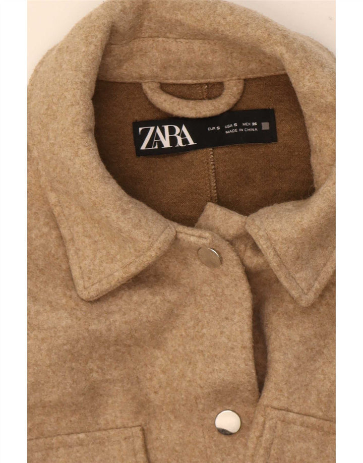 Damska koszula oversize Zara Shacket UK 10, mała, beżowa, poliester