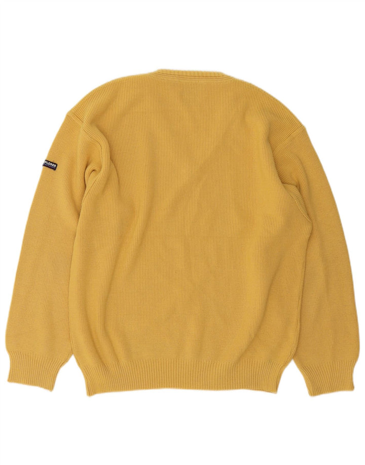 Męski sweter Explorer z dekoltem w szpic IT 50 Średnia żółta wełna