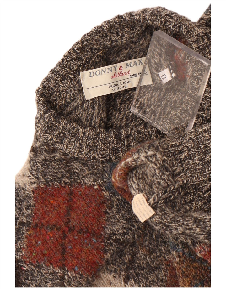 Donny & Max Męski sweter z okrągłym dekoltem, duży, szary Argyle/diamentowa wełna