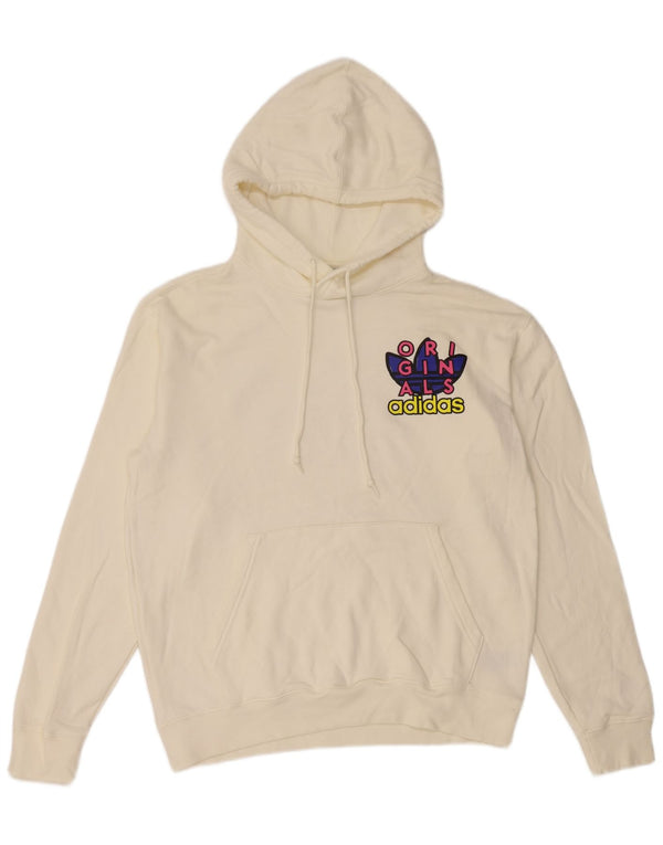 Męska bluza z kapturem Adidas Graphic, średnia biała bawełna