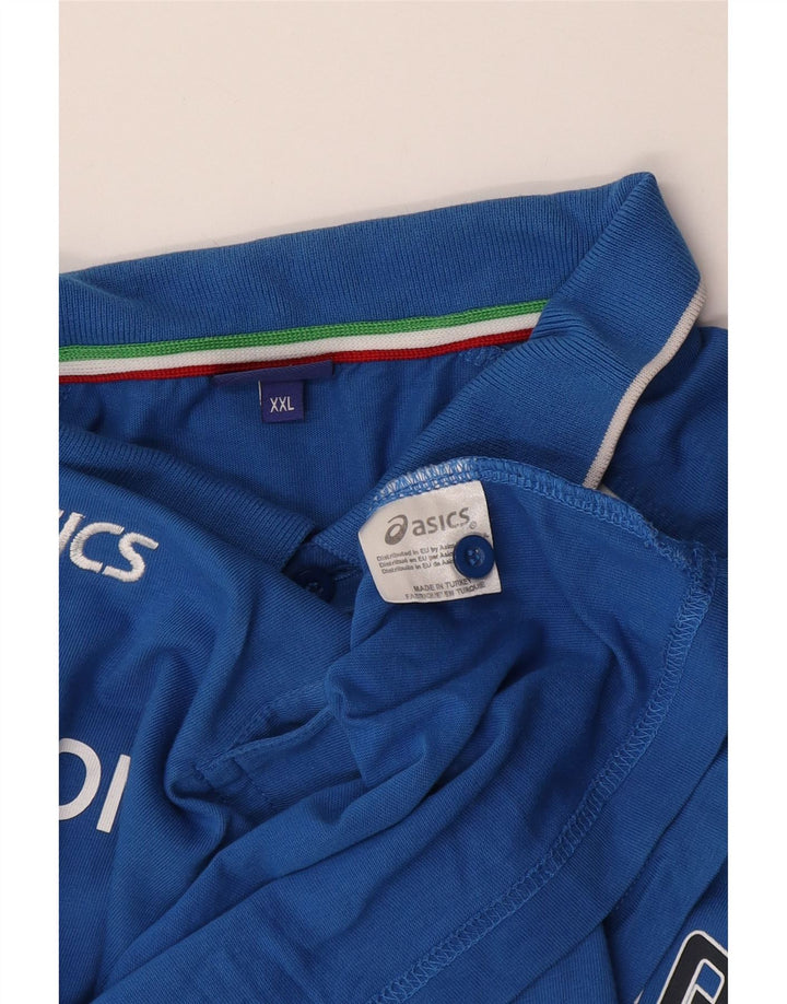 Męska koszulka polo Asics Italia z grafiką, 2XL, niebieska, bawełniana