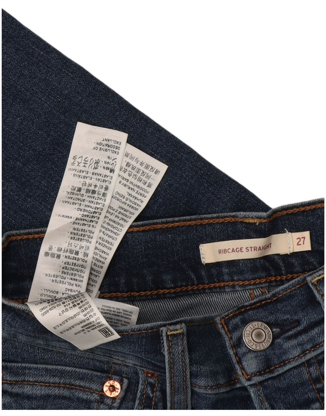 Damskie jeansy Levi's Ribcage Straight W27 L29 Niebieskie bawełniane
