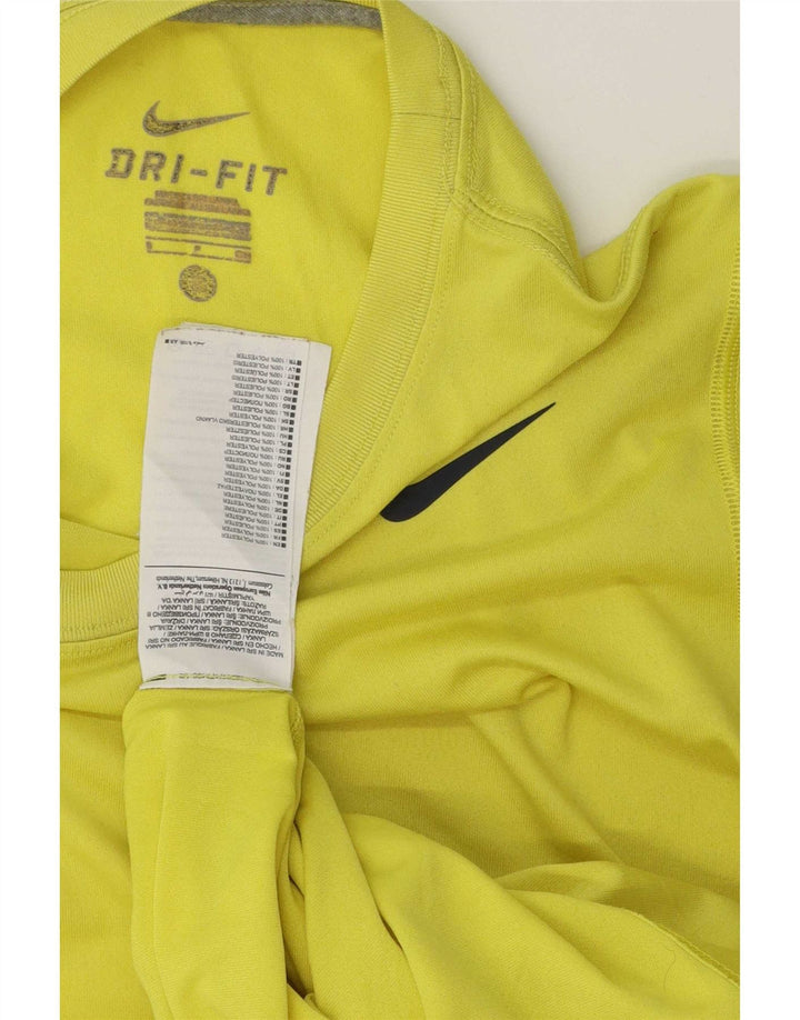 Męski T-shirt Nike Dri Fit, mały, żółty poliester