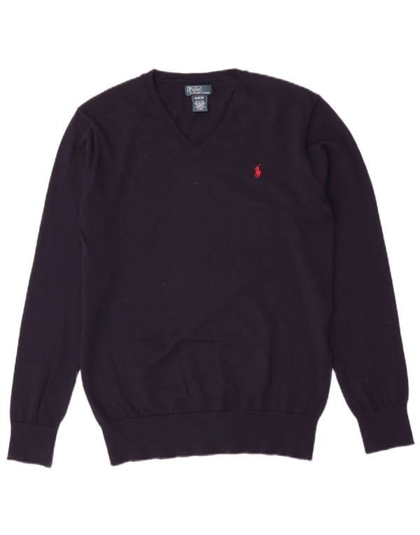 Polo Ralph Lauren Chłopięcy sweter z dekoltem w kształcie litery V 15-16 lat XL Granatowy Wełniany