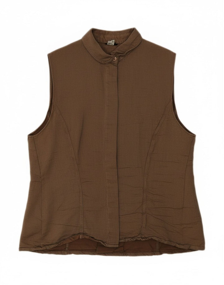 VINTAGE Womens Sleeveless Shirt US 10 Large Brown