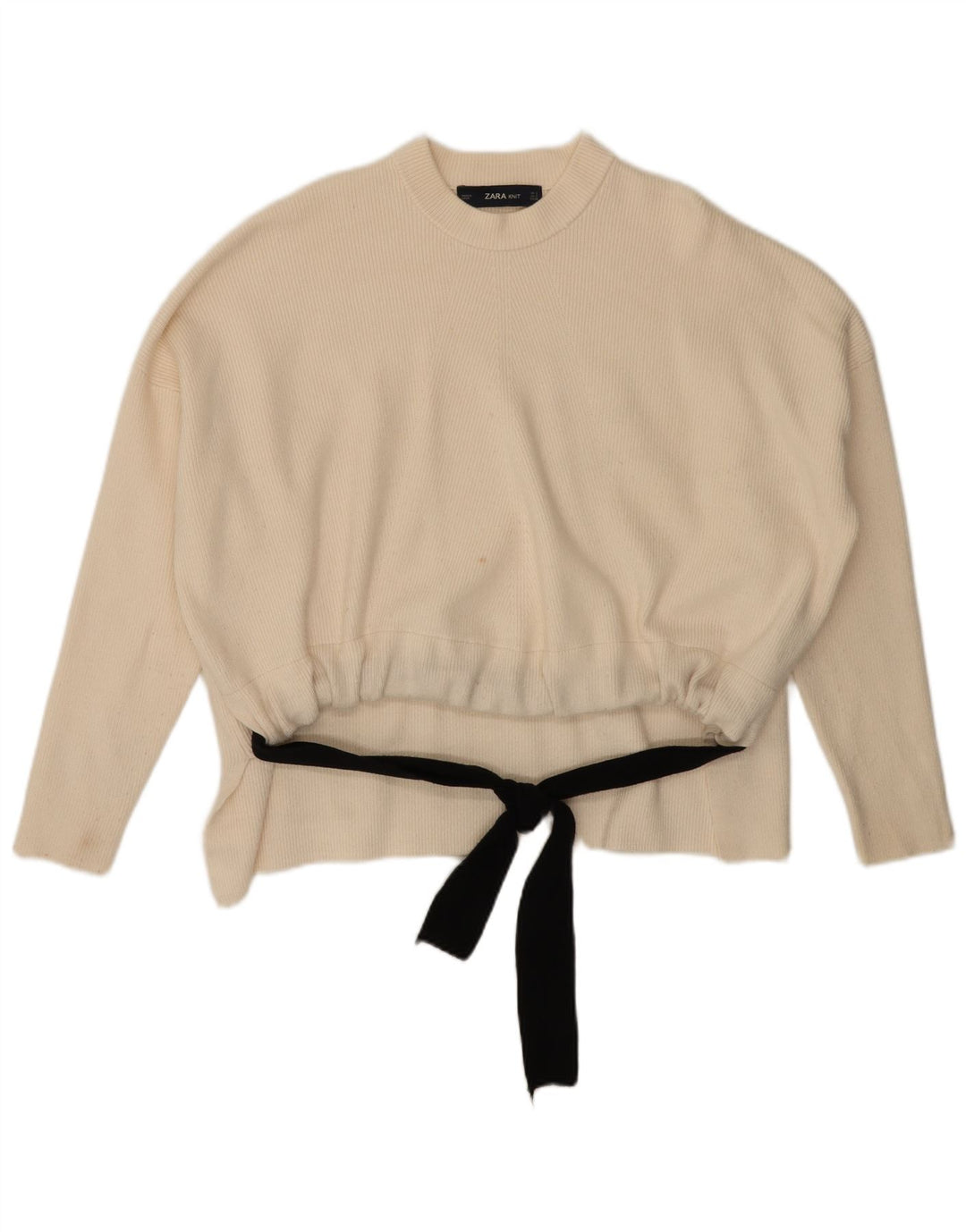 Damski sweter oversize z okrągłym dekoltem Zara UK 10 Small White Wiskoza