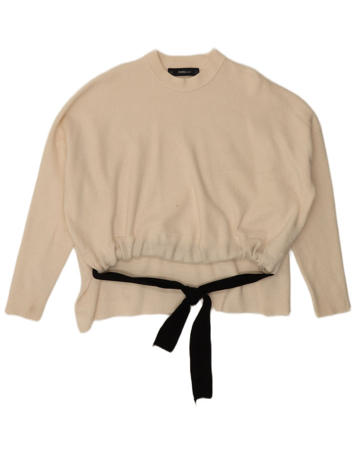 Damski sweter oversize z okrągłym dekoltem Zara UK 10 Small White Wiskoza