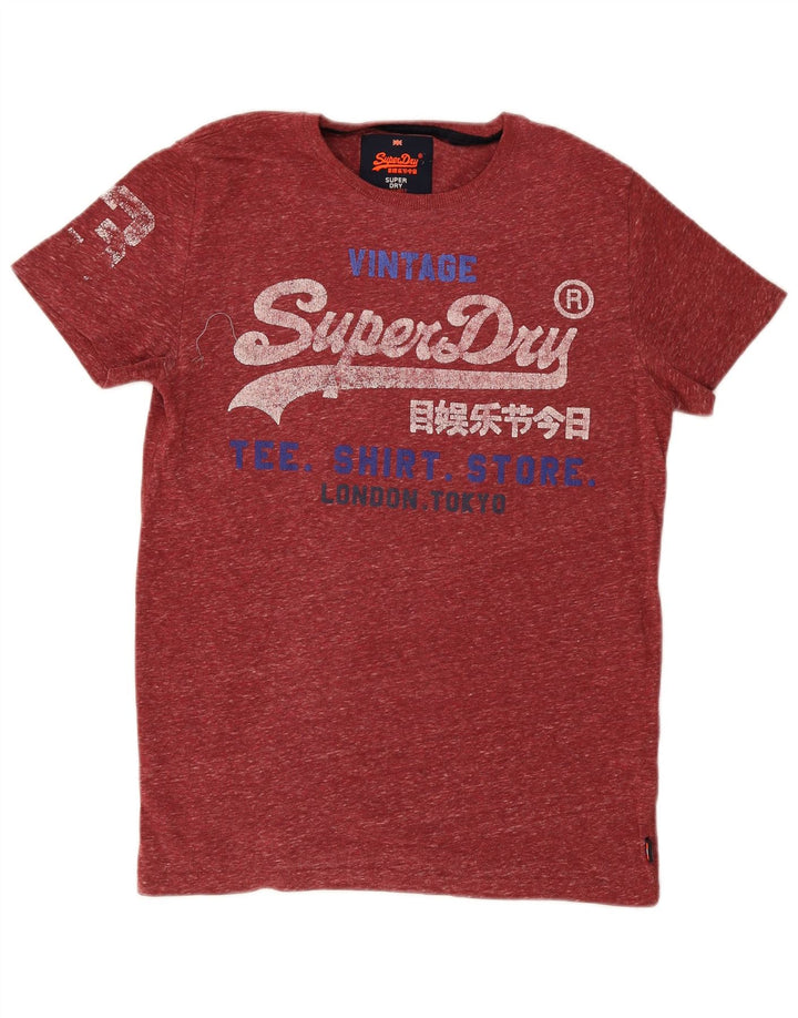 Męski T-shirt z grafiką Superdry, bawełniany, w kolorze średniej czerwonej plamki