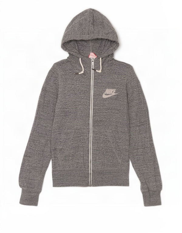 Damski sweter z kapturem i zamkiem błyskawicznym Nike UK 6 XS Szary, nakrapiany bawełniany