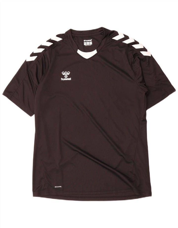 Męski T-shirt z grafiką Hummel, duży czarny poliester z blokami kolorów