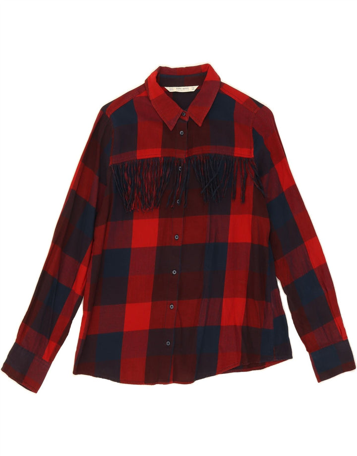 ZARA Womens Flannel Shirt UK 14 Medium Red Check Vintage Zara and Second-Hand Zara from Messina Hembry 