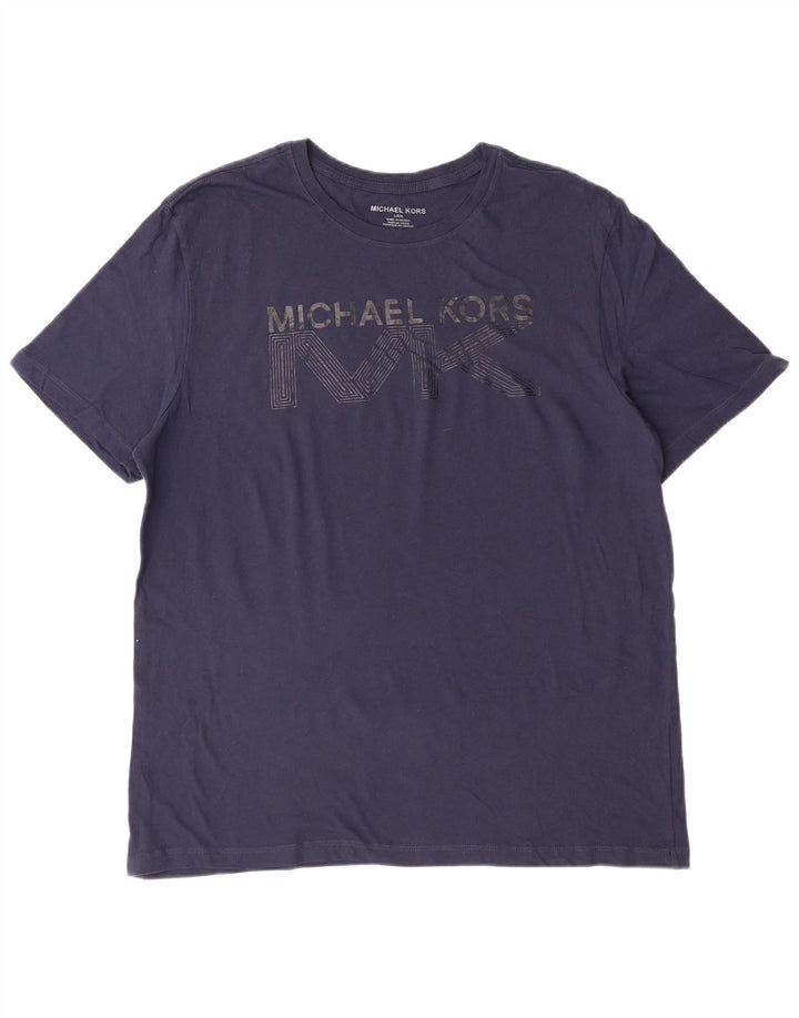 Męski T-shirt z grafiką Michael Kors, duży, granatowy, bawełniany
