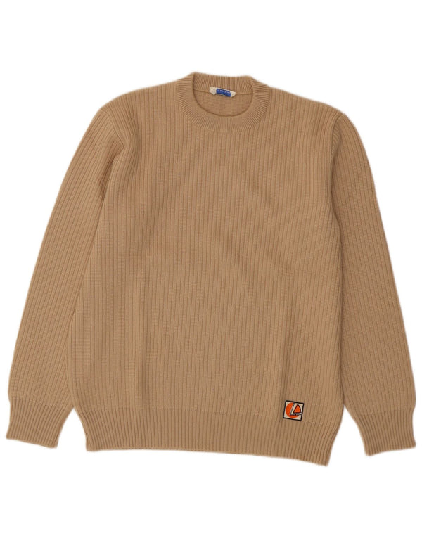 Sweter damski VINTAGE z okrągłym dekoltem UK 16, duży, beżowy, wełniany