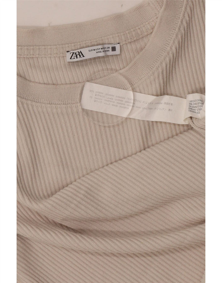 Damski top Zara Regularny z długim rękawem, UK 14, średni beżowy poliester