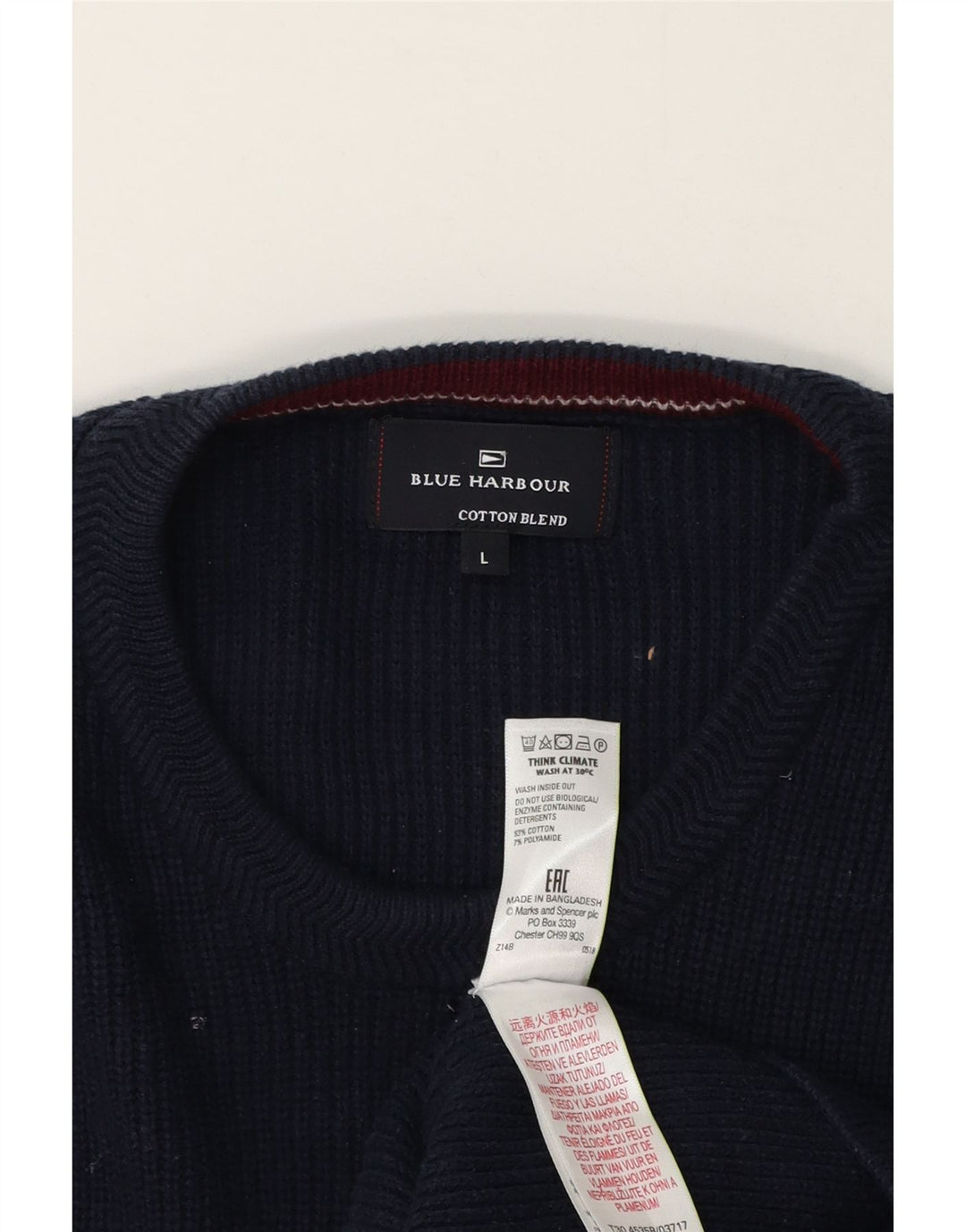 Marks & Spencer Męski sweter z okrągłym dekoltem w kolorze niebieskim, duży, granatowy