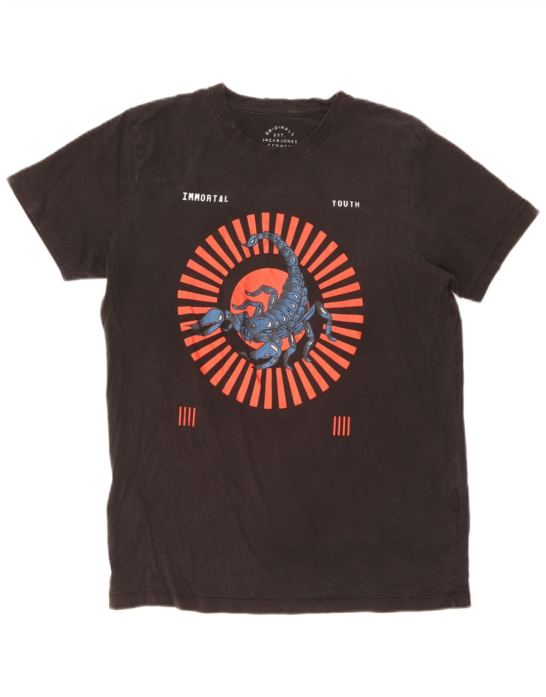 Męski T-shirt z grafiką Jack & Jones, średni czarny, bawełniany