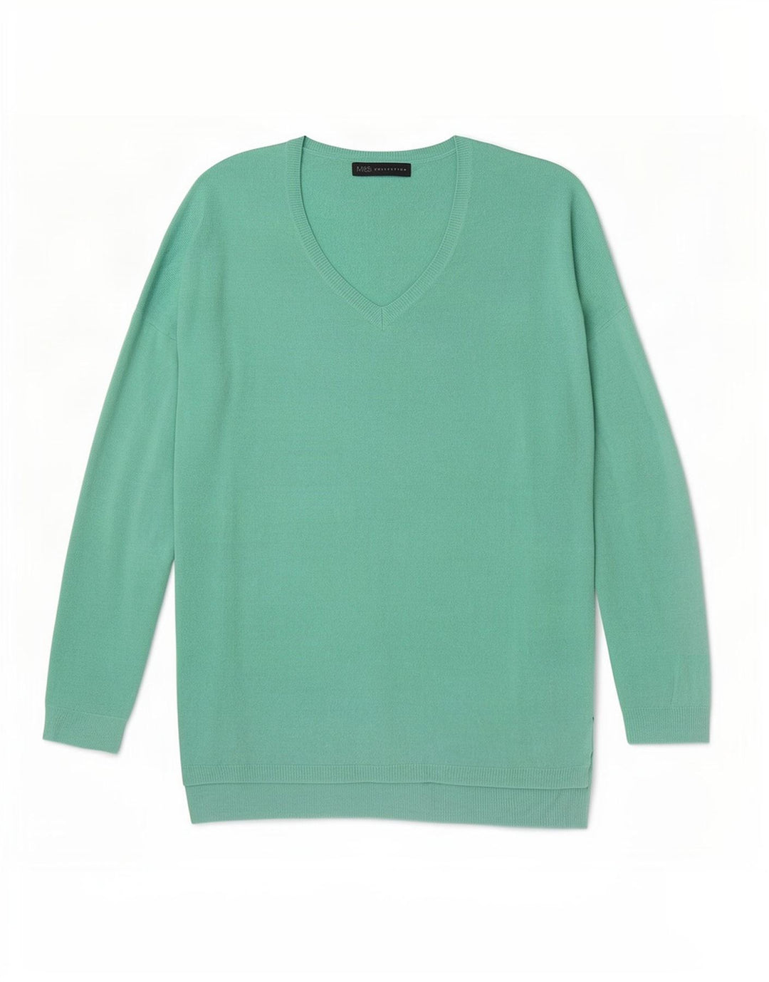 Marks & Spencer Damski sweter oversize z dekoltem w kształcie litery V, UK 10, mały zielony