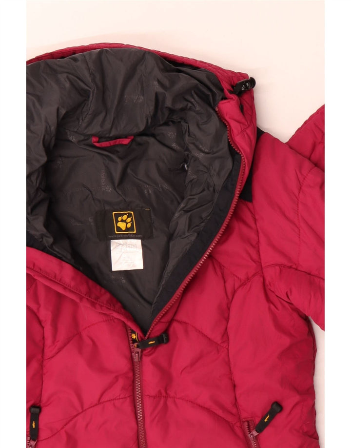 Damska ocieplana kurtka z kapturem JACK WOLFSKIN UK 10, mały, różowy, z blokami kolorów