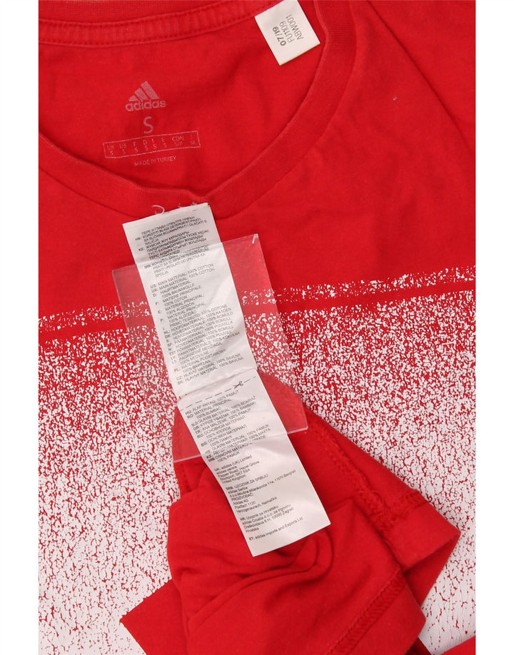 ADIDAS Mens Graphic T-Shirt Top Small Red Cotton Vintage Adidas and Second-Hand Adidas from Messina Hembry 