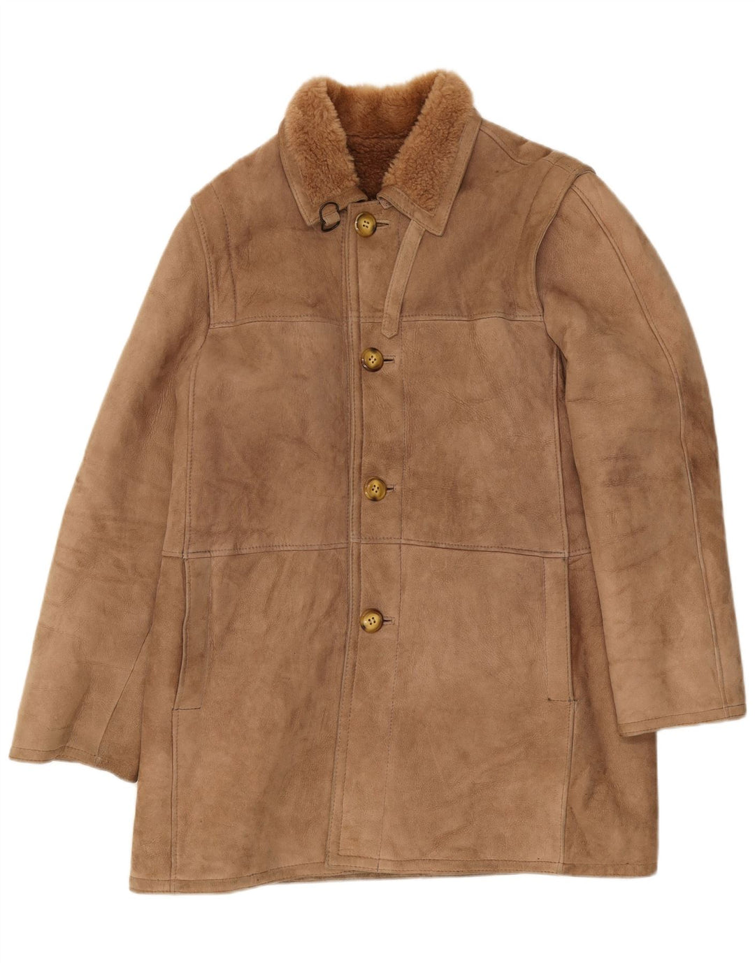 Vintage męska kurtka shearling IT 54 2XL brązowa