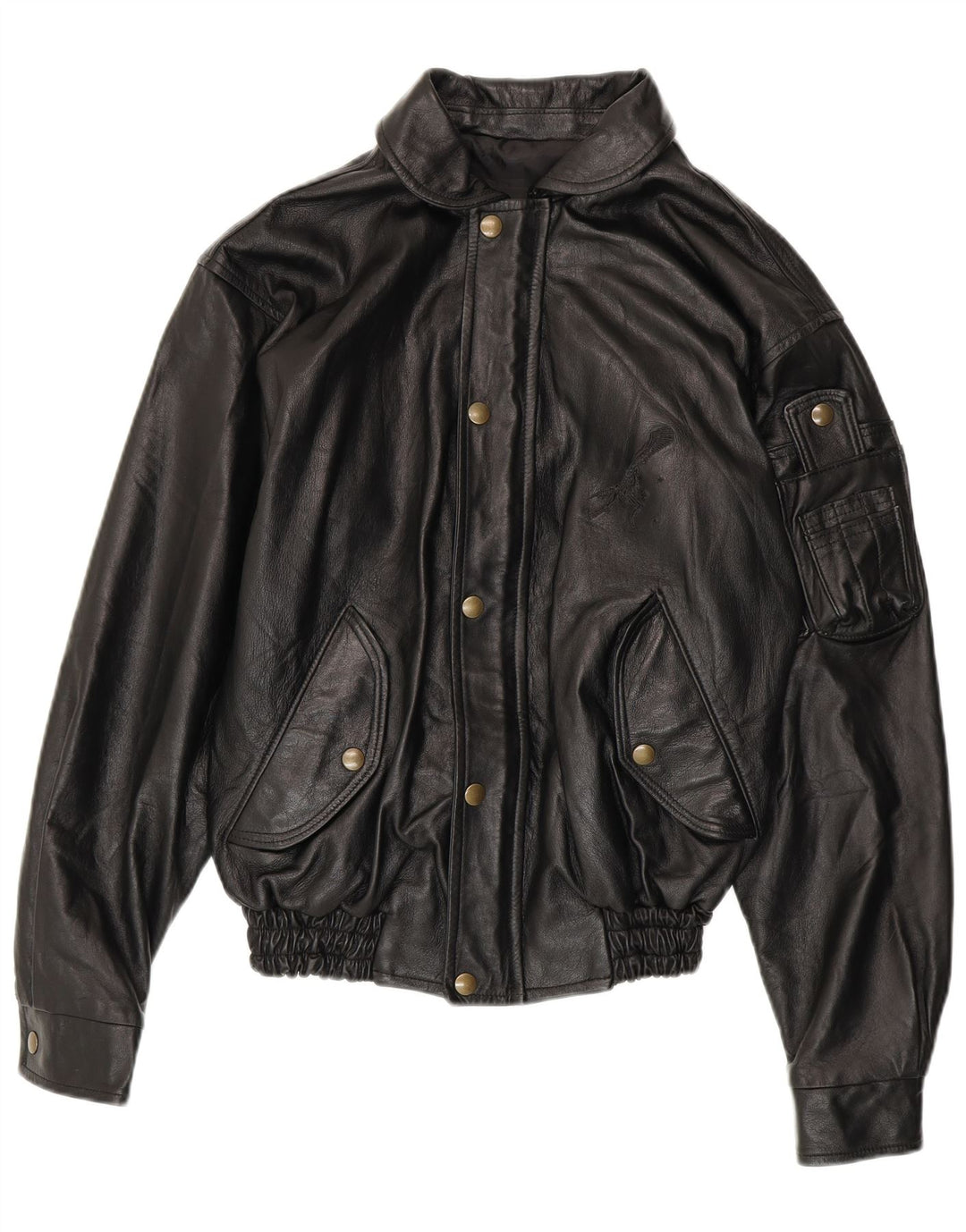 Męska kurtka skórzana VINTAGE UK 36 Mała czarna skóra