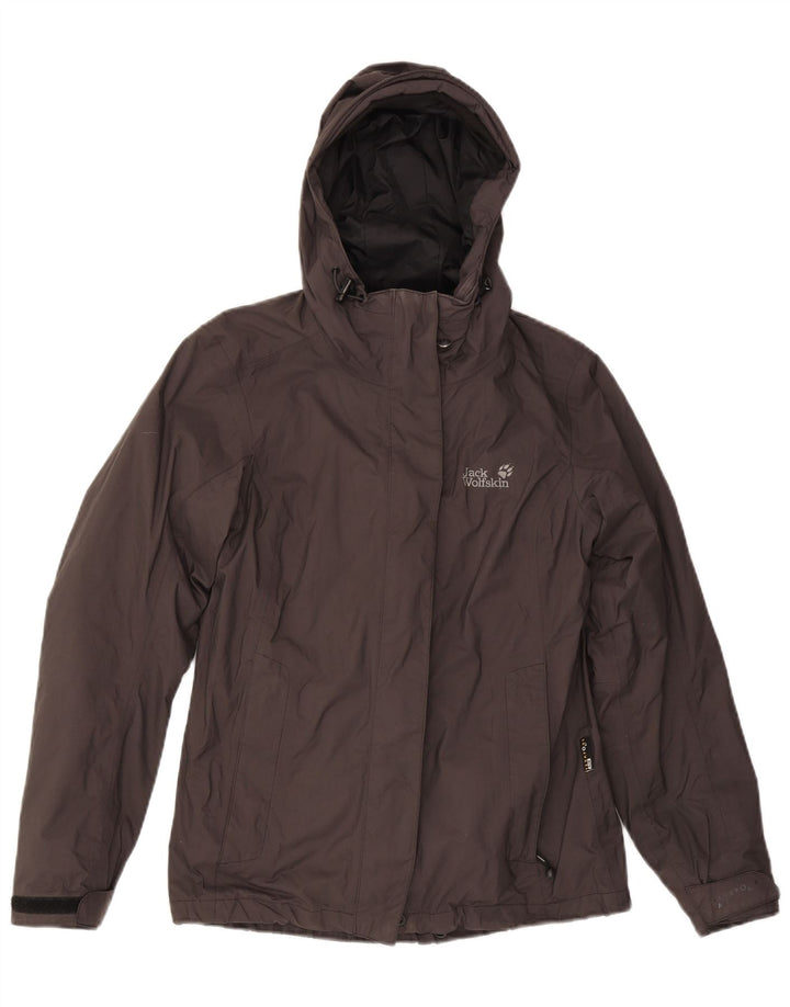 Damska kurtka przeciwdeszczowa z kapturem Jack Wolfskin UK 8 Small, szary poliamid