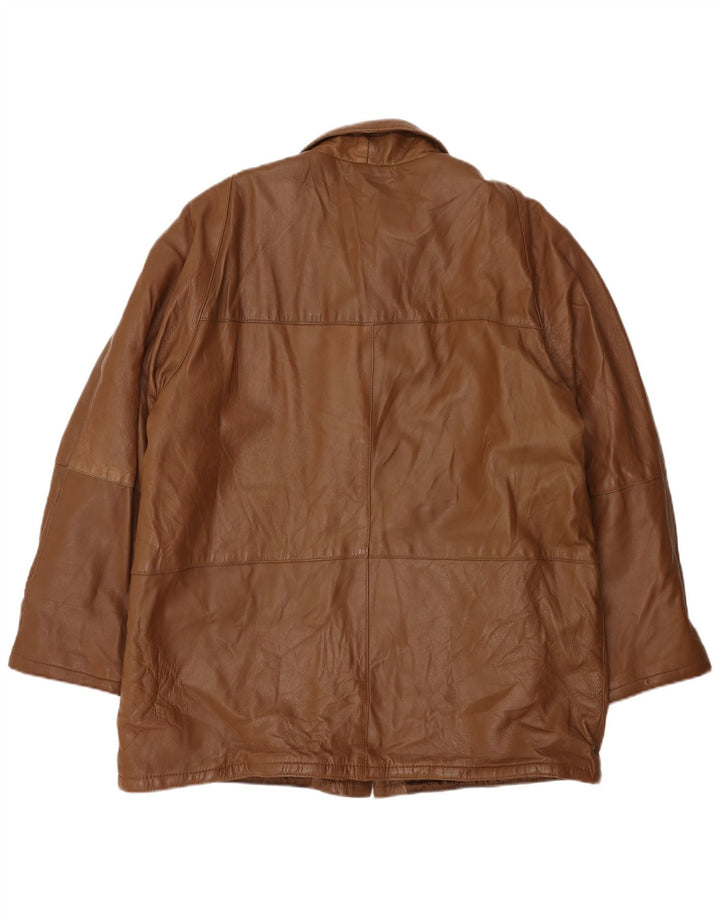 Vintage męska kurtka skórzana IT 58 4XL brązowa skóra