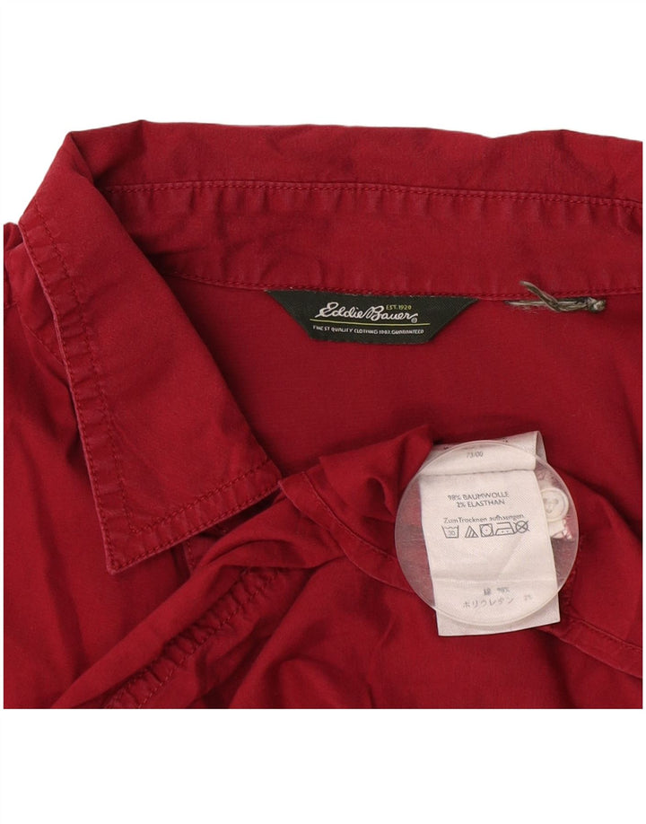 Koszula damska z krótkim rękawem EDDIE BAUER UK 18 XL, bordowa, bawełniana