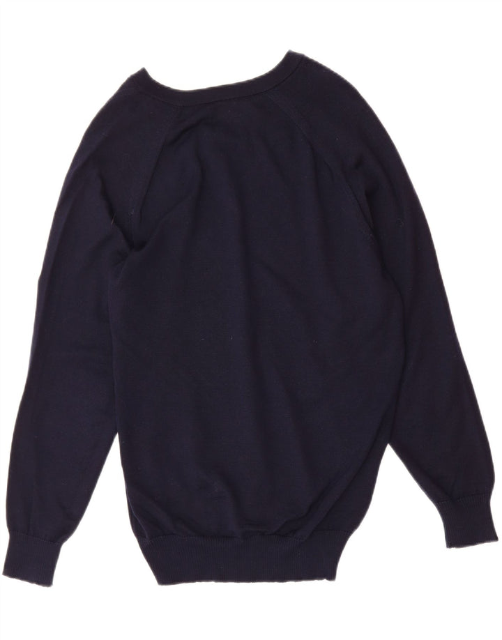 MARZ Mens V-Neck Jumper Sweater IT 50 Medium Navy Blue Wool Vintage Marz and Second-Hand Marz from Messina Hembry 