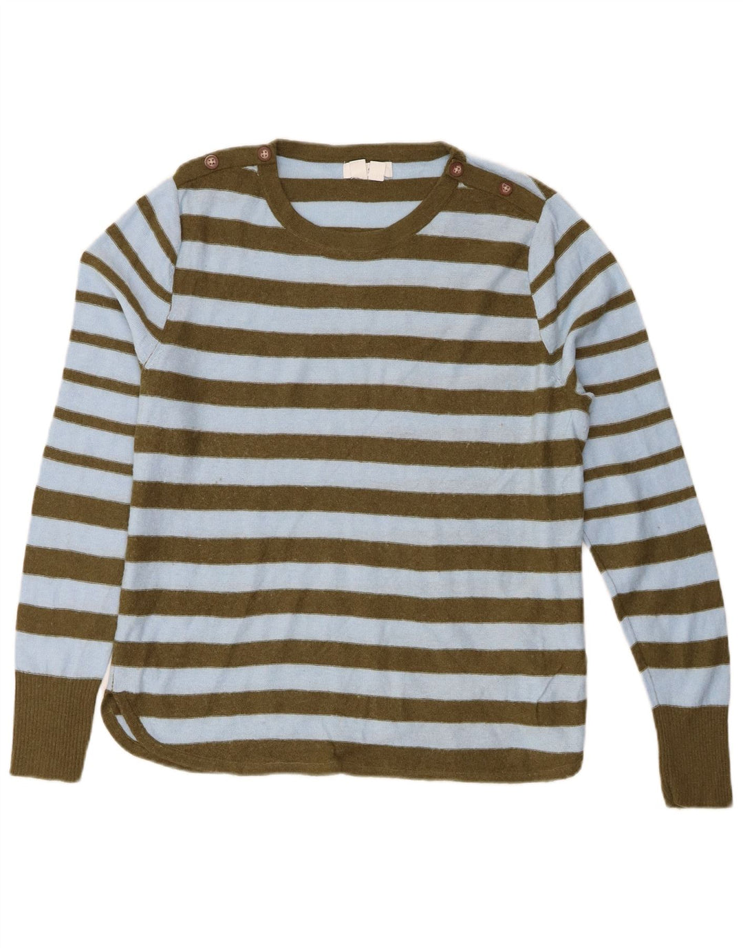 Damski sweter z okrągłym dekoltem White Stuff UK 14, duży nylon w niebieskie paski