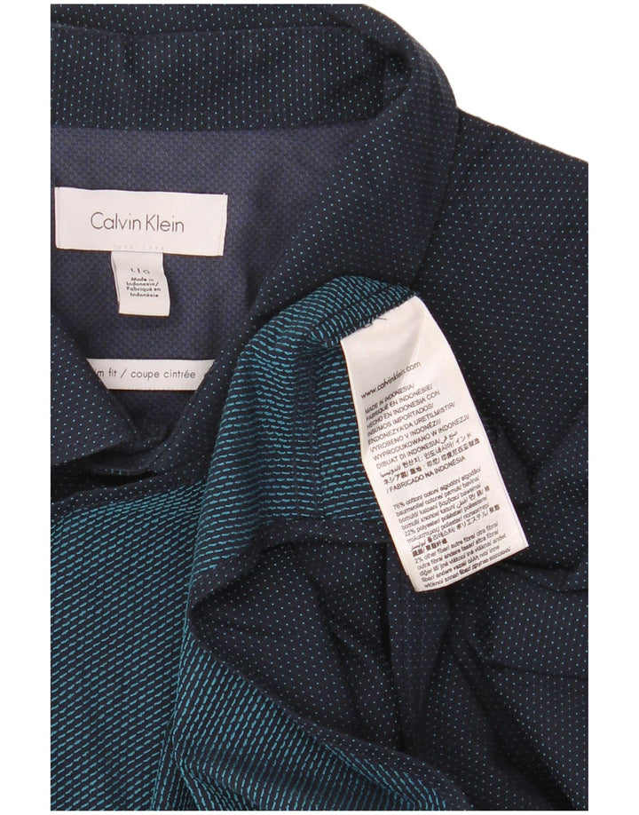 CALVIN KLEIN Męska koszula slim fit, duża, granatowa, bawełniana w cętki