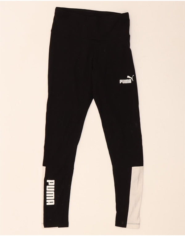 Damskie legginsy Puma Graphic Crop UK 4 XS, czarne, bawełniane z blokami kolorów