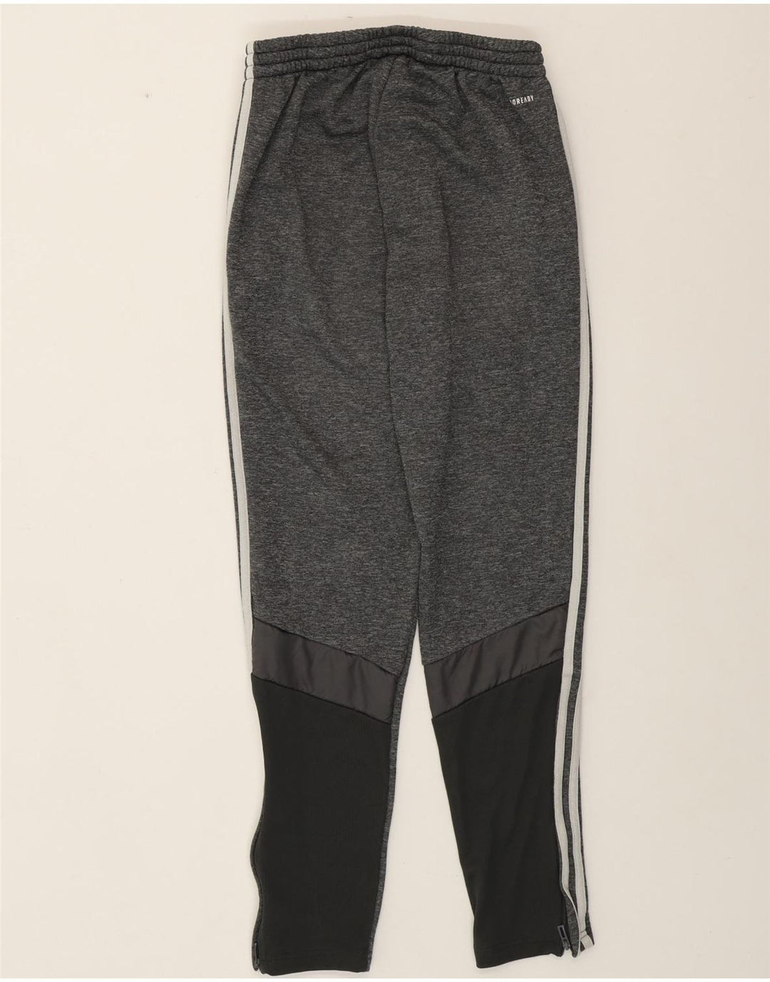 Damskie spodnie dresowe ADIDAS Aeroready UK 8, małe, szare, z blokami kolorów