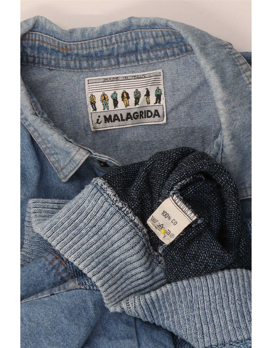 Męski sweter polo Malagrida, średnioniebieski, bawełniany