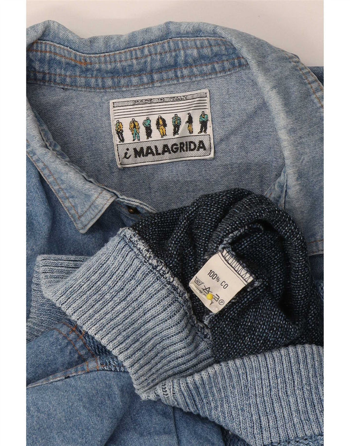 Męski sweter polo Malagrida, średnioniebieski, bawełniany