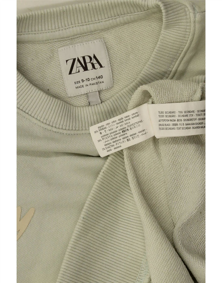 Bluza chłopięca Zara z grafiką, 9-10 lat, zielona bawełna