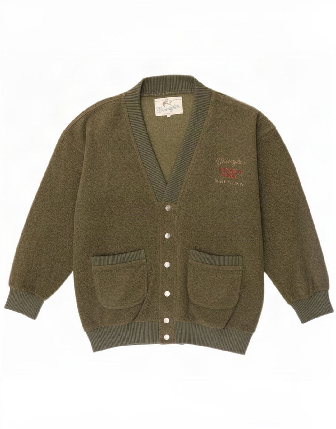 Męski sweter rozpinany Wrangler, średni zielony poliester