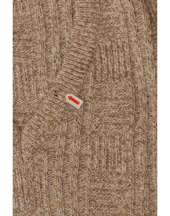 Sweter męski w stylu vintage z dekoltem w szpic IT 52, duża beżowa wełna