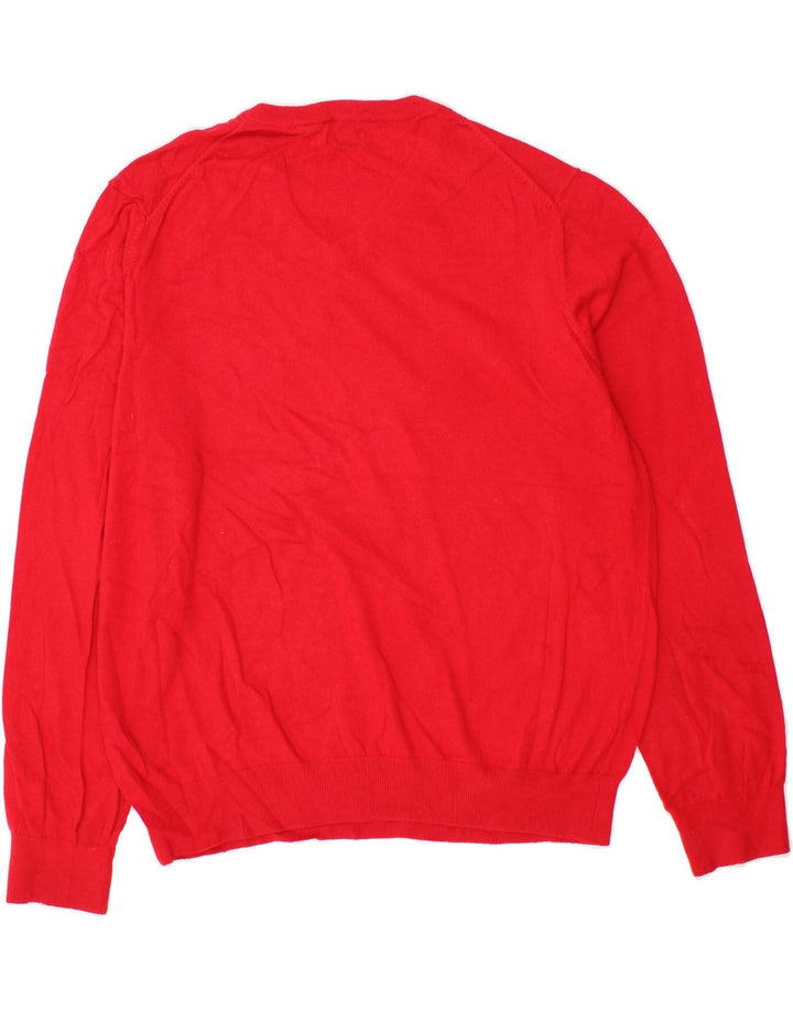 IZOD Mens V-Neck Jumper Sweater XL Red Cotton Vintage Izod and Second-Hand Izod from Messina Hembry 