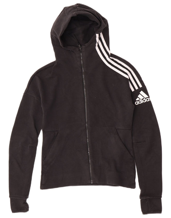 Damski sweter z kapturem i zamkiem błyskawicznym Adidas UK 8/10, mały, czarny, bawełniany