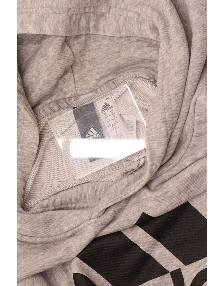 Męska bluza z kapturem Adidas Graphic, średnia szara, nakrapiana bawełna