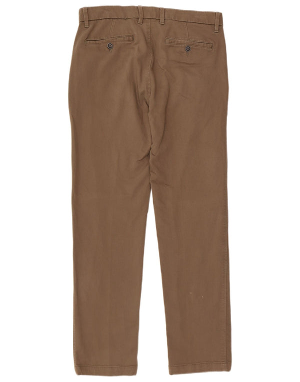 Marks & Spencer Męskie proste spodnie chino W32 L31 Brązowa bawełna
