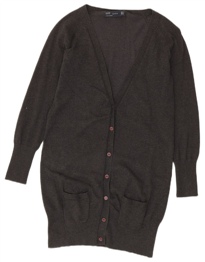 Damski sweter o przedłużonym fasonie Zara UK 12, średnioszary, bawełniany
