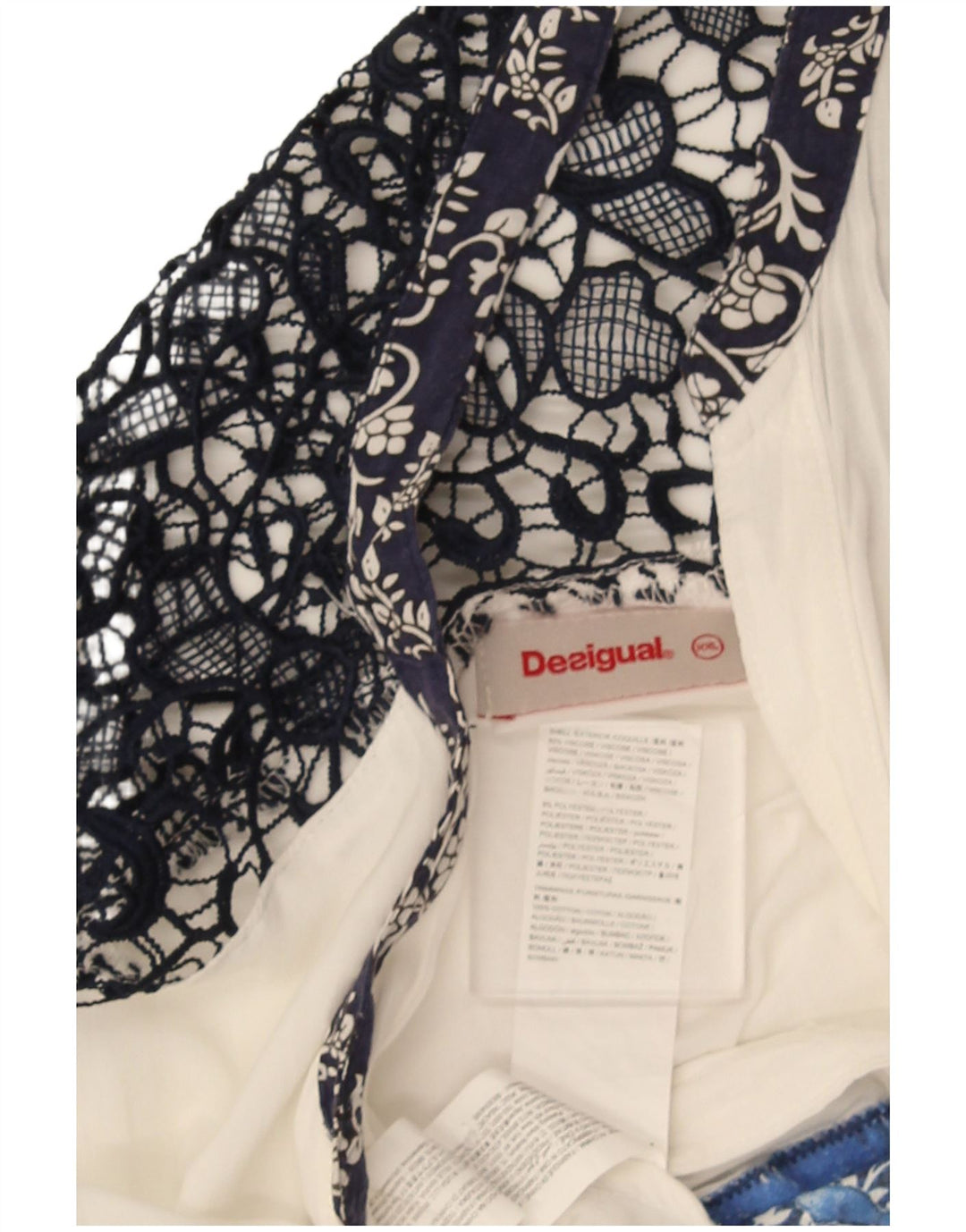Damska bluzka koszulowa Desigual UK 20 2XL Biała patchworkowa wiskoza
