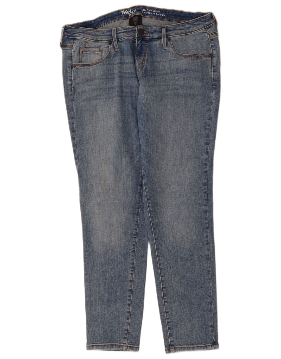 Damskie jeansy skinny MOSSIMO z niską talią US 14, duże, W34 L28, niebieska bawełna